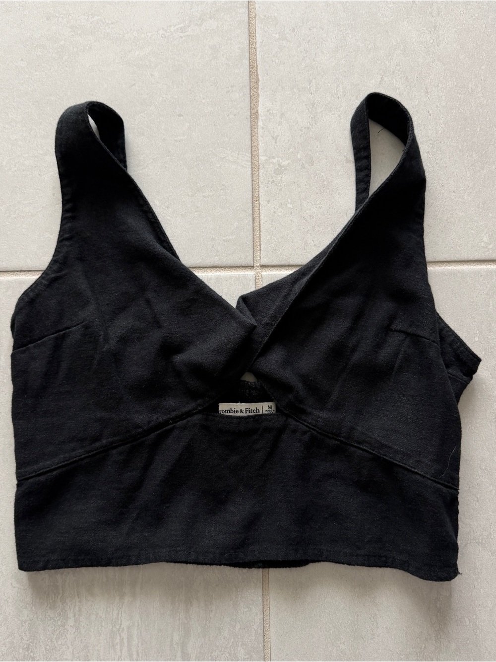 Abercrombie & Fitch Black V-Neck Cropped Tank